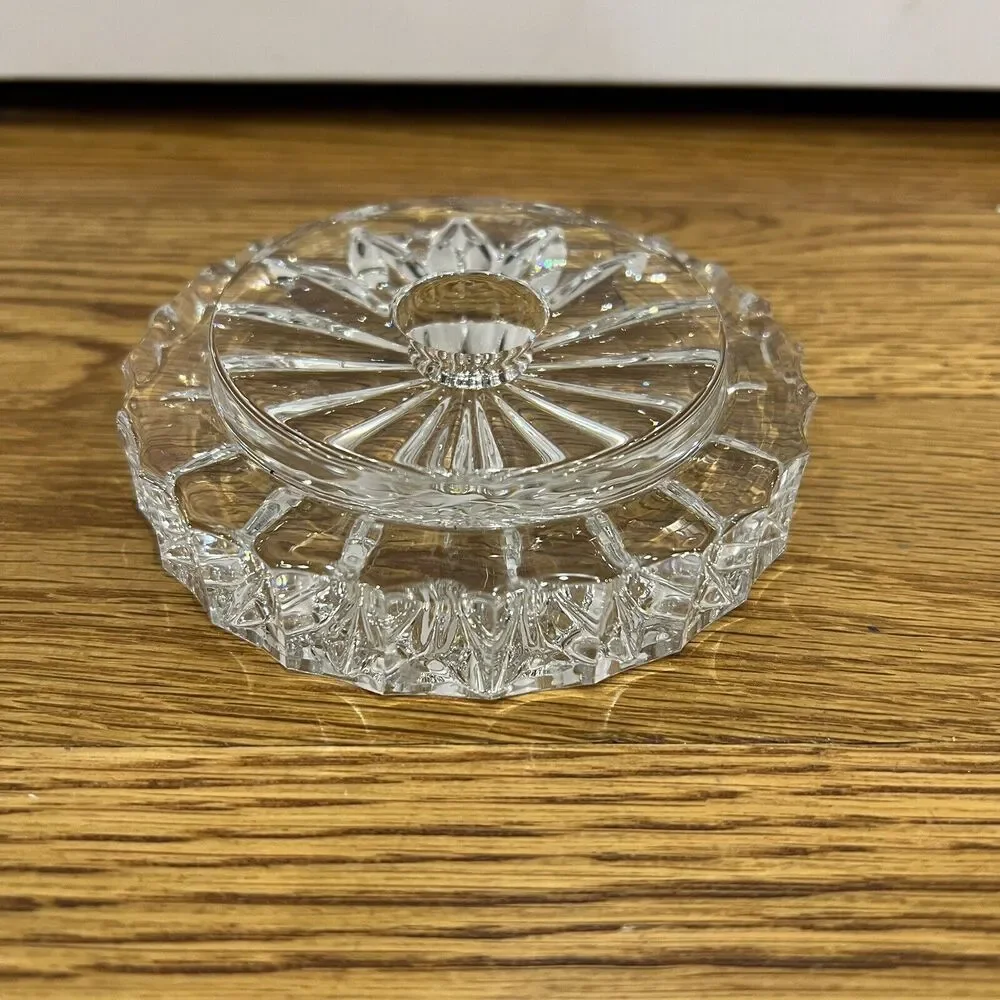 Beautiful‎ Vintage Marked Galway Irish Crystal Round Low Profile Candle Holder